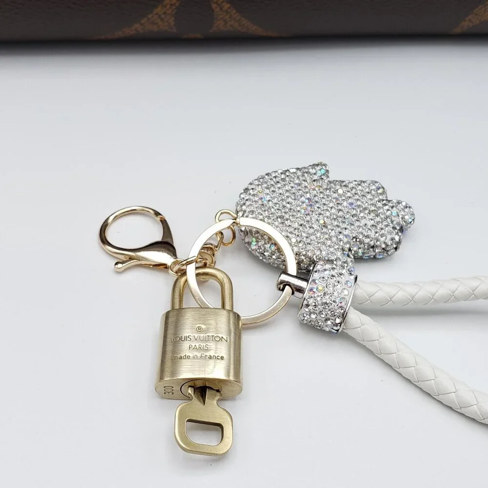 Authentic Louis Vuitton Lock & Key with unbranded Evil Eye Bagcharm